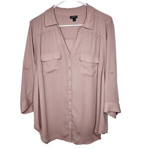 Torrid Madison Georgette Button Down Top Pink Size 1